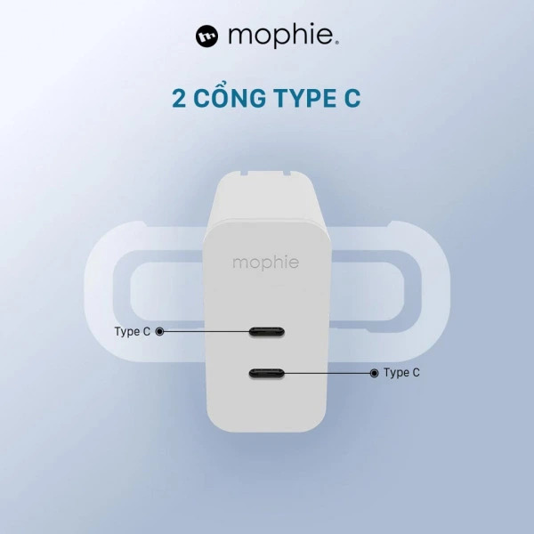 Cốc sạc nhanh Mophie 67W 2 cổng Type-C GaN Cốc sạc nhanh Mophie 67W 2 cổng Type-C GaN