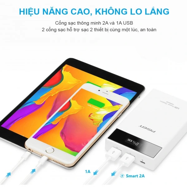 Pin sạc dự phòng Pisen 10.000 mAh LCD Power Station Pin sạc dự phòng Pisen 10.000 mAh LCD Power Station